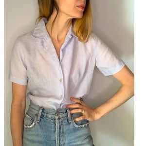 Vintage Baby Blue Irish Linen School Girl Top